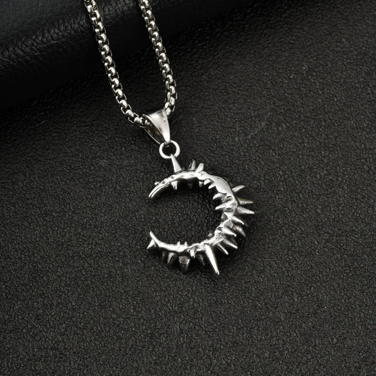 Kemstone Stainless Steel Thorn C Pendant Necklace for Men Streetwear PN-2418