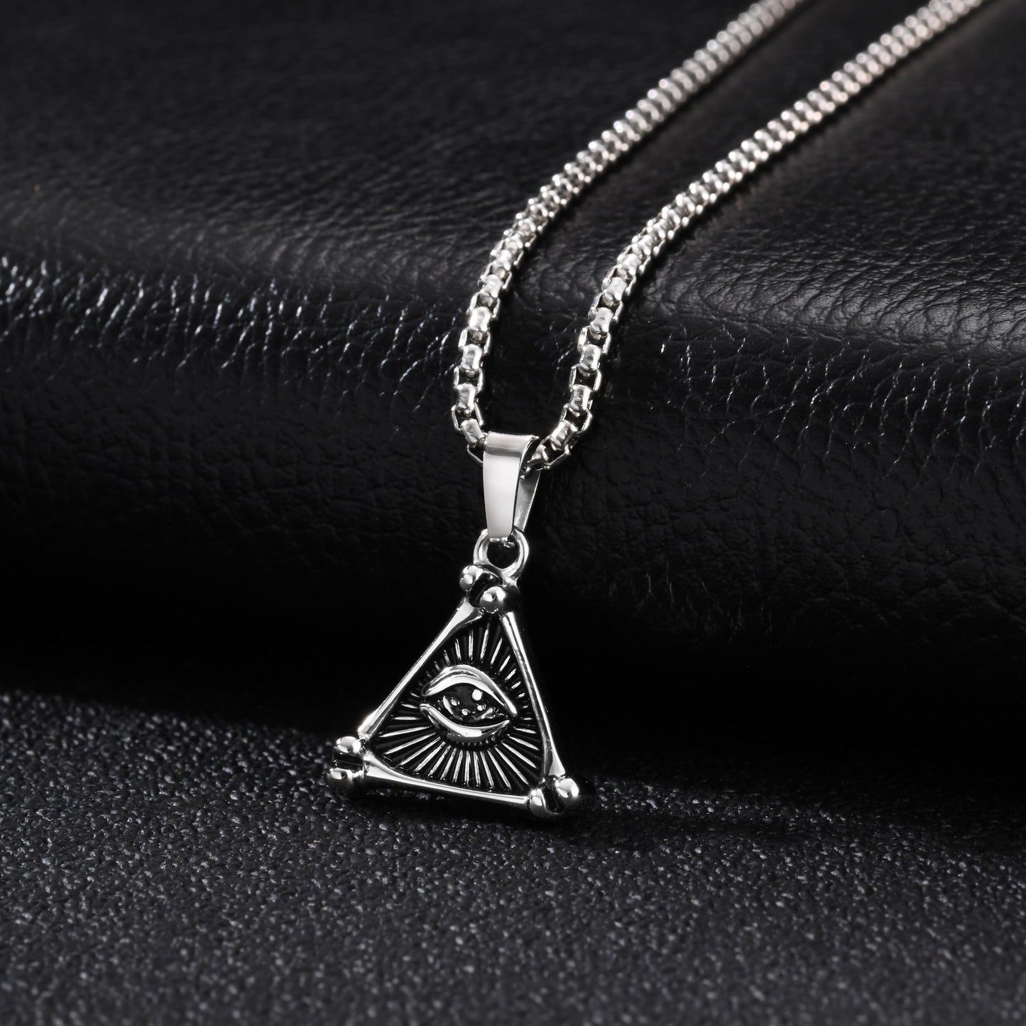 Kemston Triangle Eye Necklace for Men Stainless Steel Gothic Pendant PN-2395