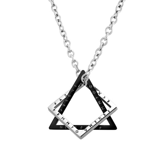Kemstone Triangle Square Geometric Necklace for Men Stainless Steel K-PT580