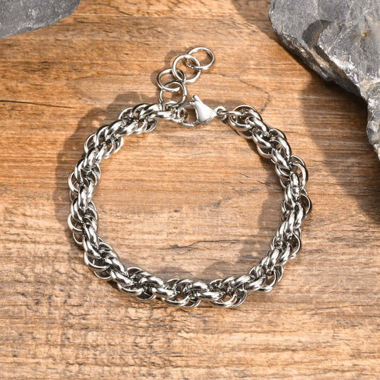 Kemstone Stainless Steel Twisted Rope Chain Bracelet for Men BR-2340