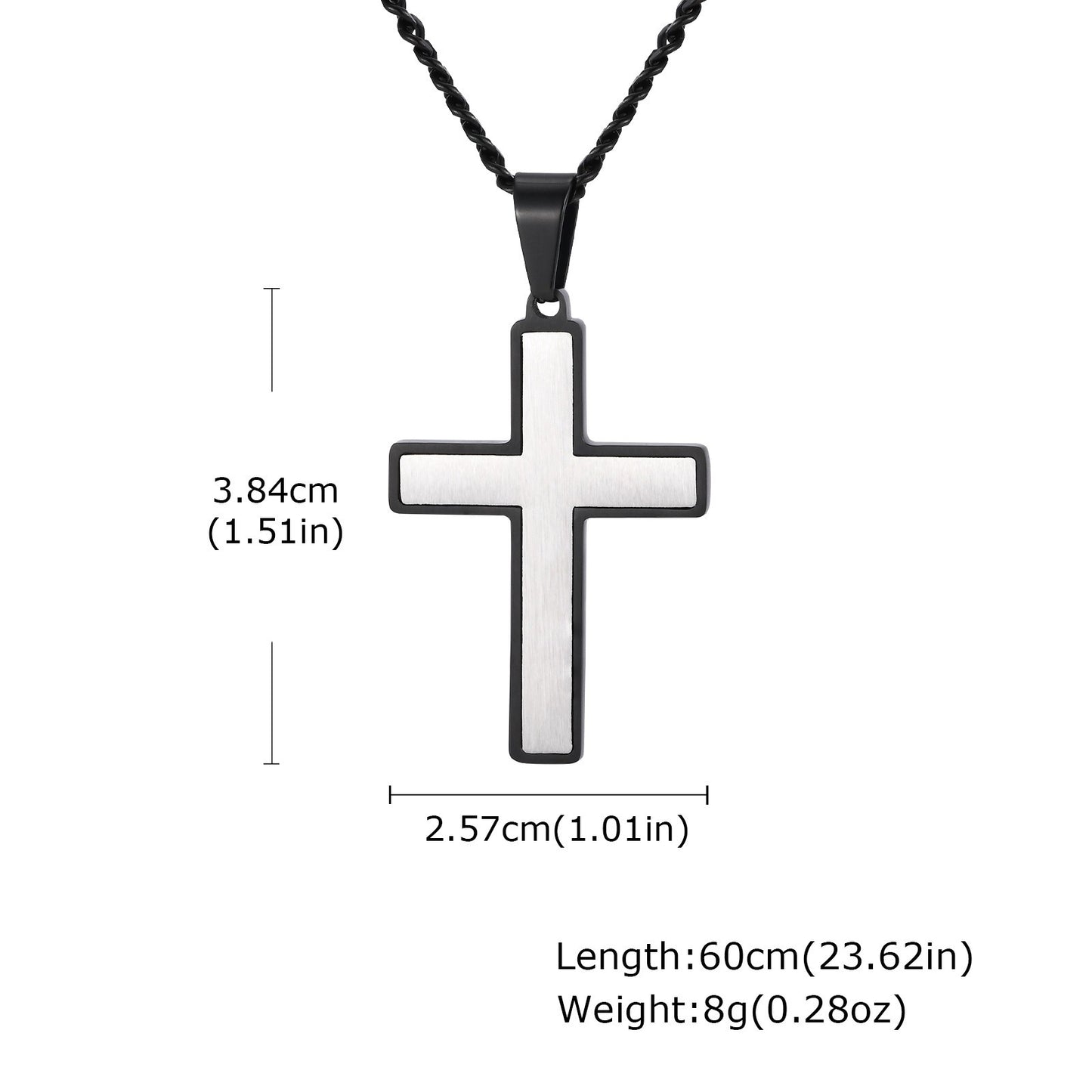 Kemstone Stainless Steel Two-Tone Cross Pendant Necklace for Men PN-2239