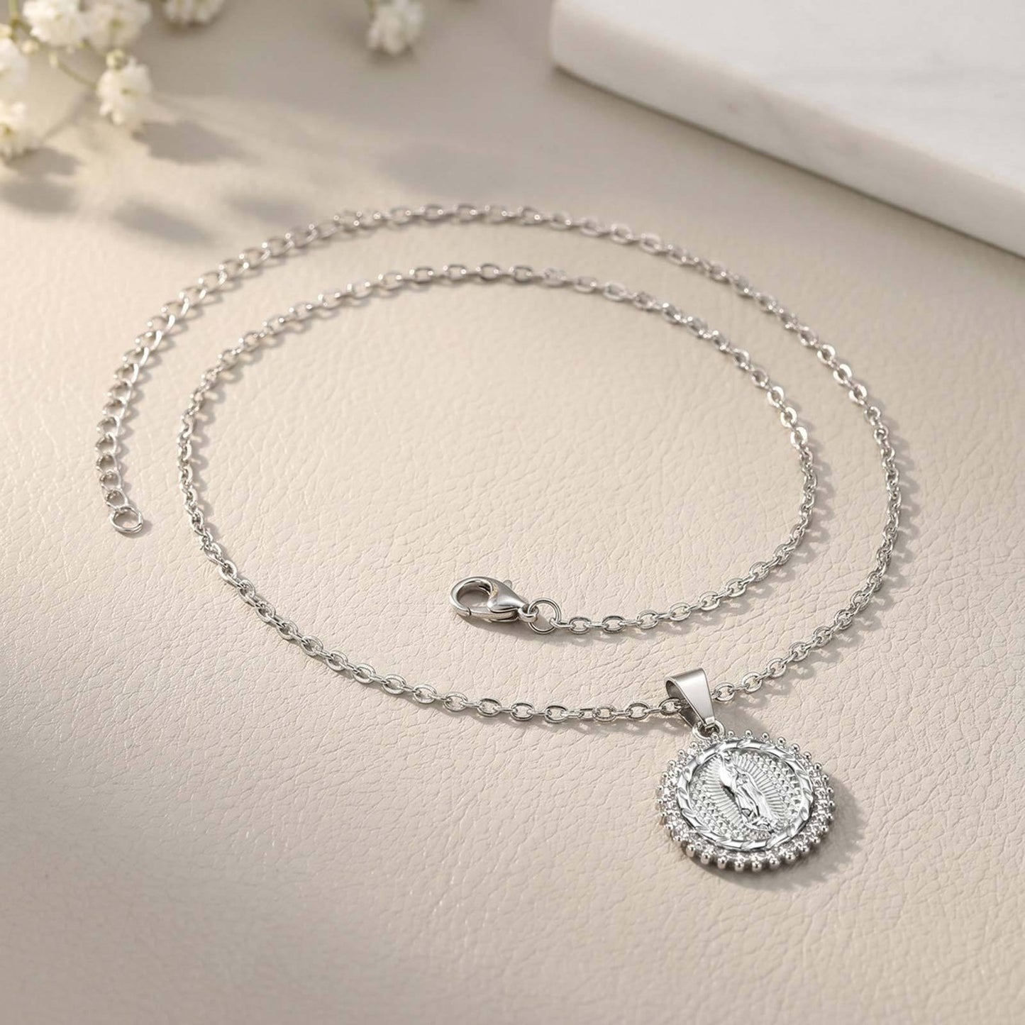 Kemston Vintage Round Medallion Coin Pendant Necklace for Men & Women Stainless Steel PN-2428