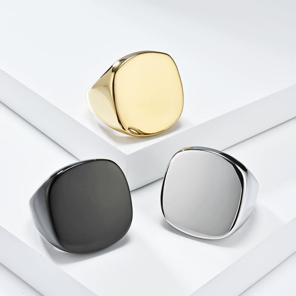 Kemstone Wide Polished Ring for Men Stainless Steel Minimalist K-R899