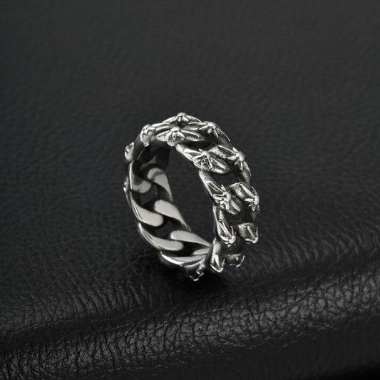 Kemstone Stainless Steel Woven Chain Ring for Men RC-1144S