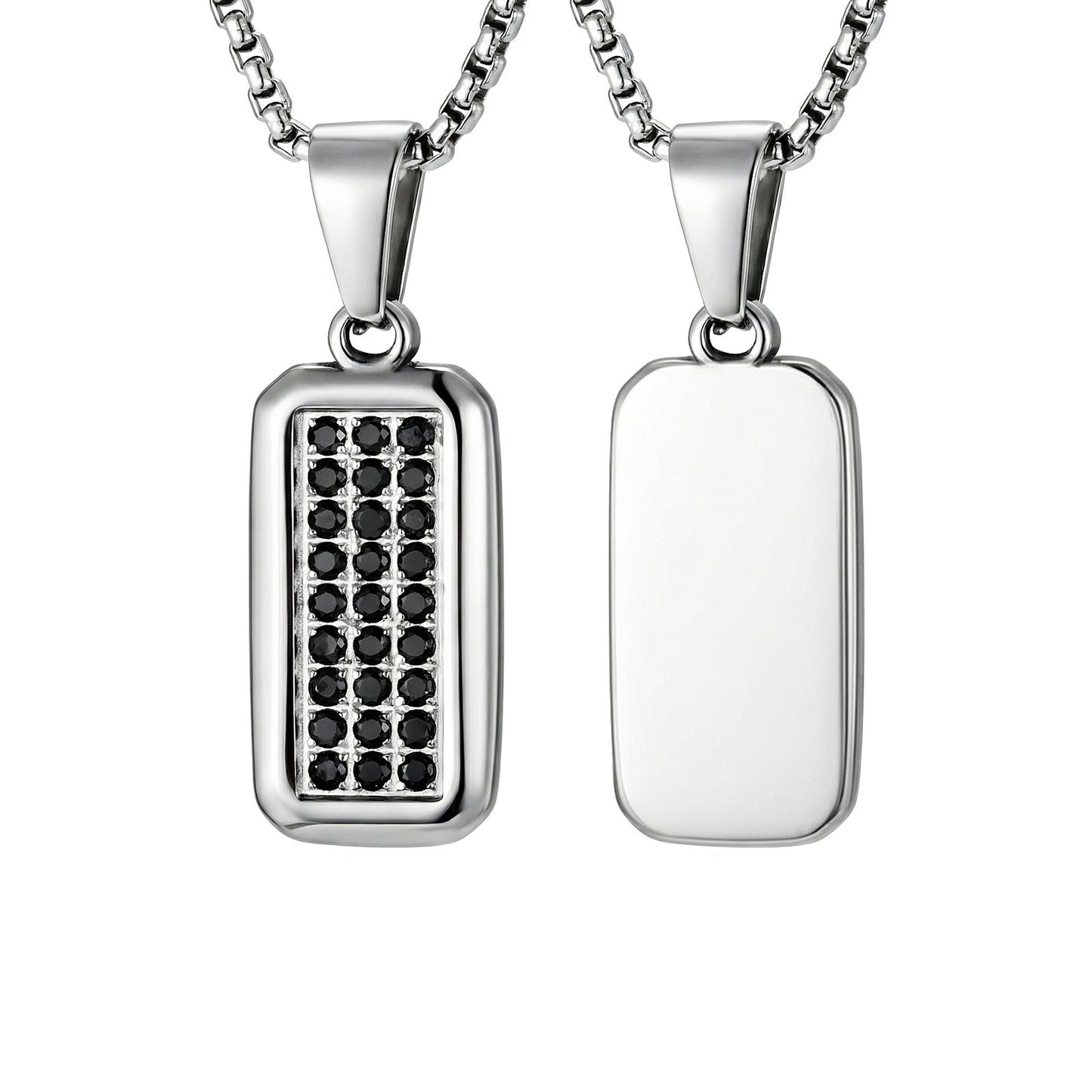 Kemstone Stainless Steel Zircon Inlay Pendant Necklace for Men N-2281