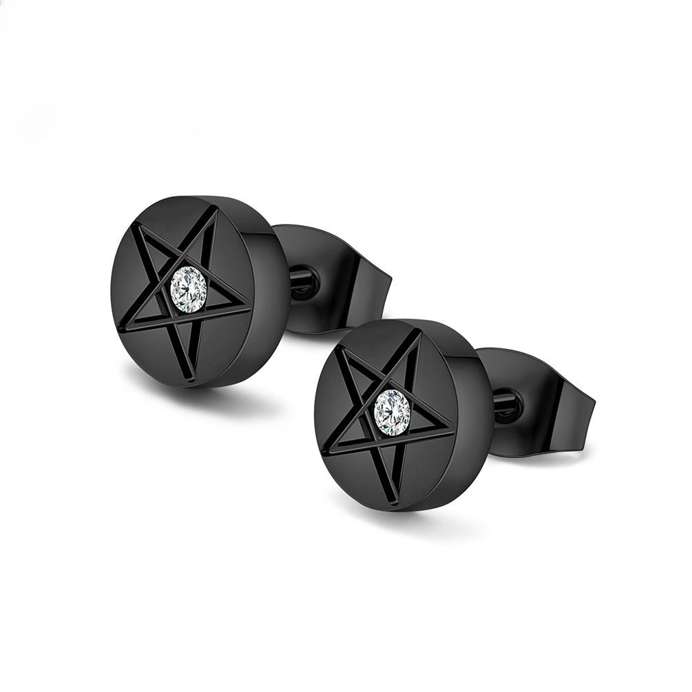 Kemstone Stainless Steel Star Stud Earrings for Men & Women Minimal Round K-E040