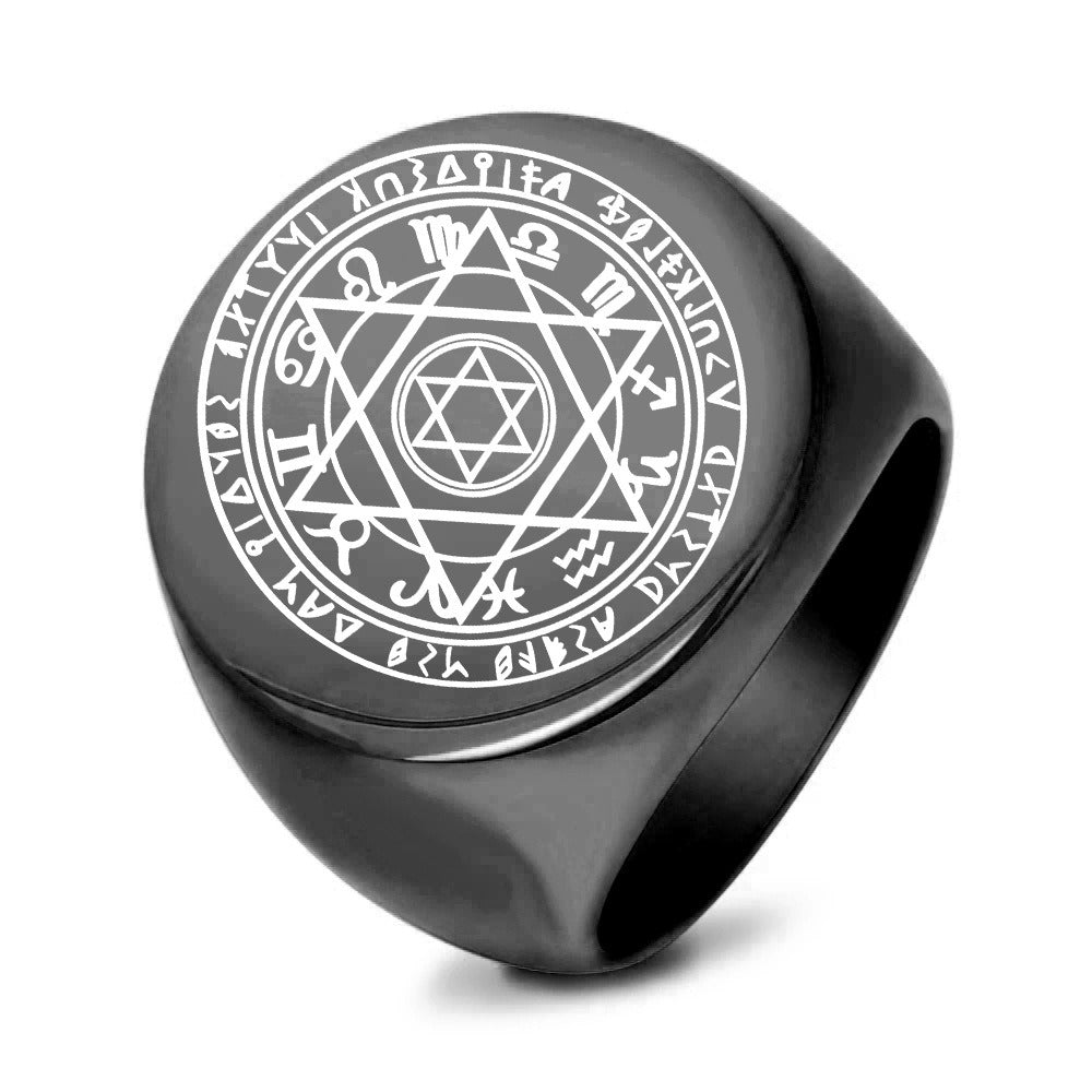 Kemstone Stainless Steel Hexagram Star Signet Ring for Men 22MM K-R1080