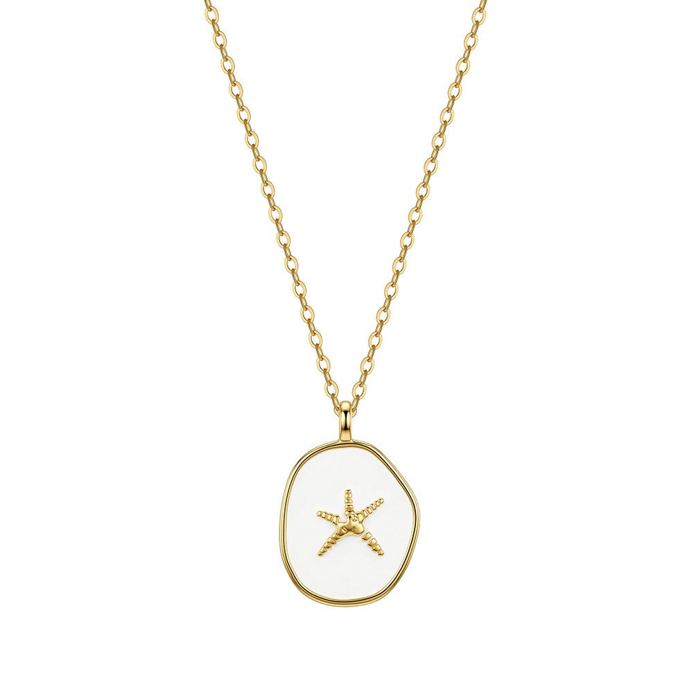 Kemstone Starfish Pendant Necklace for Women 925 Sterling Silver Enamel Round Beach Style Gold Silver SAPN61
