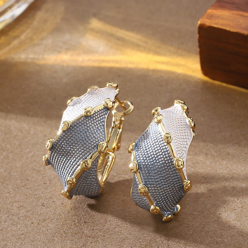 Kemstone Textured Hoop Earrings for Women Contrast Enamel Copper TD14008