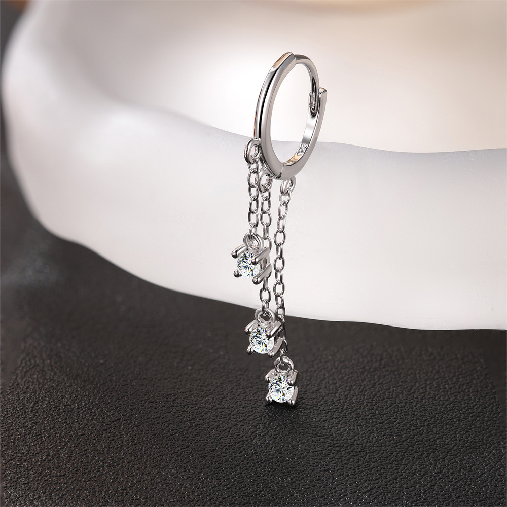 Kemstone S925 Sterling Silver Moissanite Chain Drop Earrings for Women M60222111717A