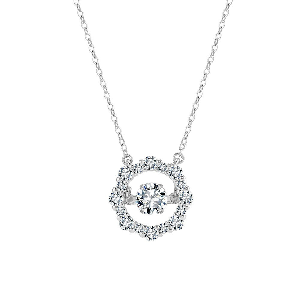 Kemston Heart Halo Moissanite Pendant Necklace for Women 925 Sterling Silver SMON19