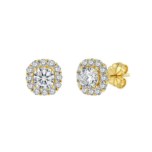 Kemstone 925 Sterling Silver Halo Moissanite Stud Earrings for Women SMOE26