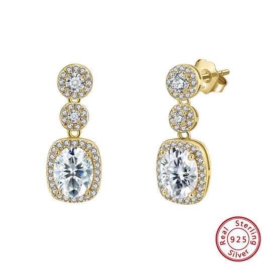 925 Sterling Silver Cubic Zirconia Drop Earrings for Women | Gold & Platinum Plated Sparkling Dangle Jewelry by Kemstone A4-LZE59