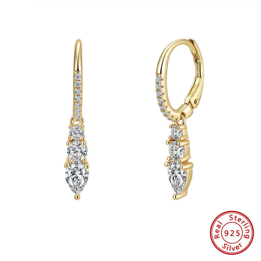 925 Sterling Silver Teardrop Cubic Zirconia Drop Earrings for Women | Gold & Platinum Plated Hypoallergenic Dangle Jewelry by Kemstone A4-LZE60