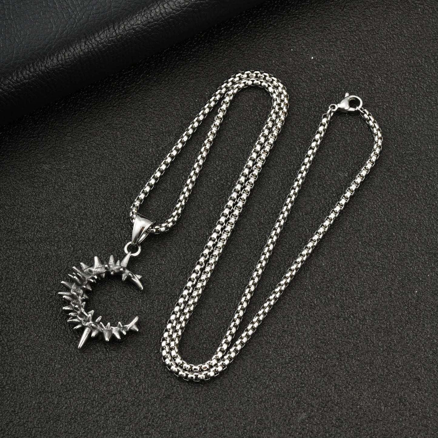 Kemstone Stainless Steel Thorn C Pendant Necklace for Men Streetwear PN-2418