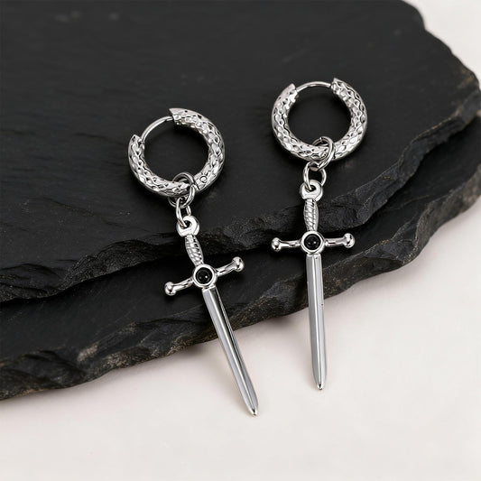 Kemstone Stainless Steel Sword and Cross Pendant Necklace for Men ED-1009