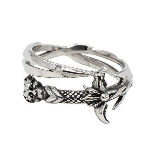 Kemstone Sword Ring for Men Titanium Steel Blade Wrap Vintage Open Style R1874