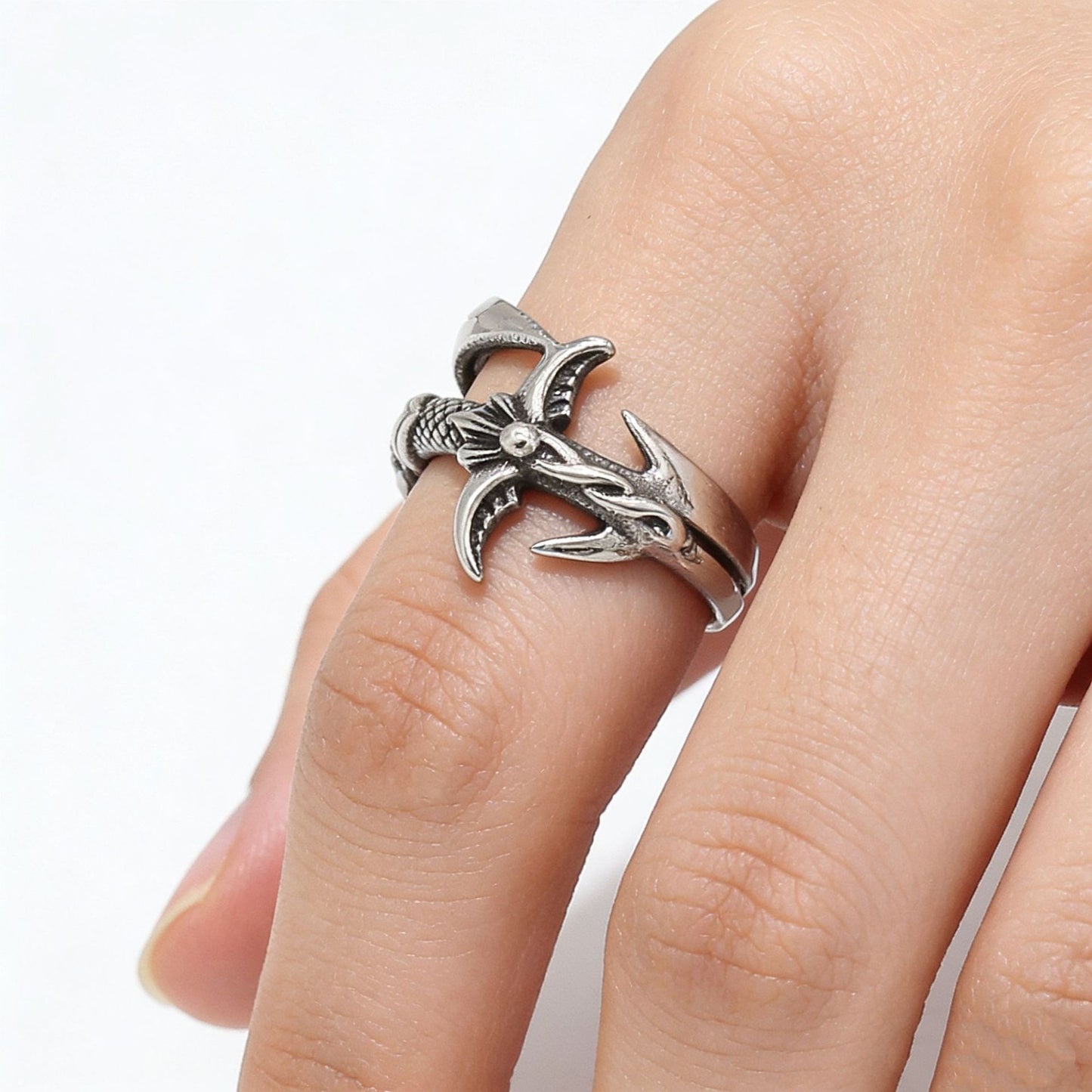 Kemstone Sword Ring for Men Titanium Steel Blade Wrap Vintage Open Style R1874