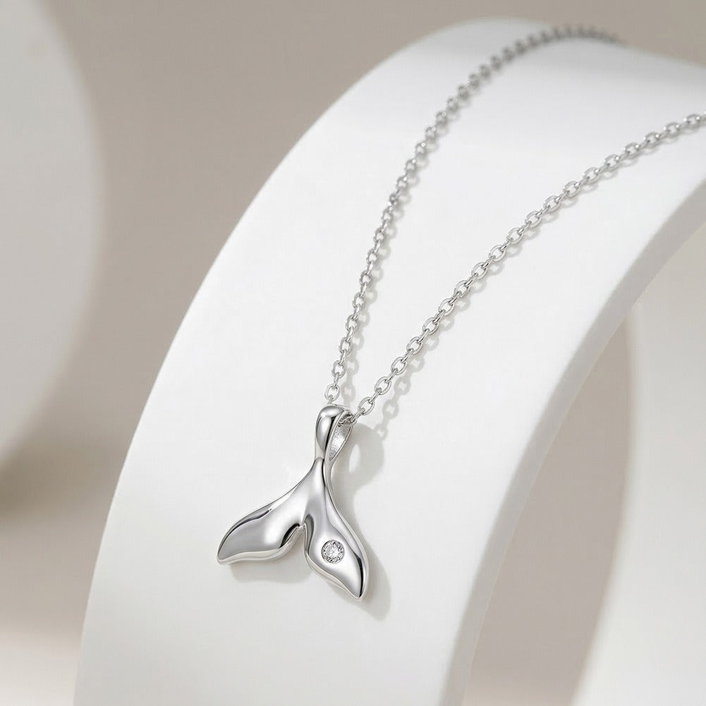 Kemstone Dainty Mermaid Tail Necklace for Women 925 Sterling Silver Cubic Zirconia Gold Silver SAPN64