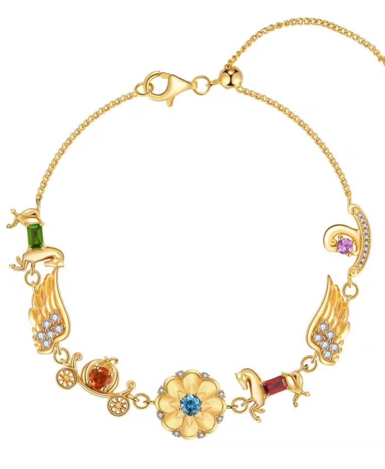 Kemstone Handcrafted Original Design Carrousel Bracelet - Vintage Sterling Silver Bracelet with Genuine Gemstones: Diopside, Fanta Garnet, Swiss Blue Topaz, Garnet, Amethyst, White Zircon, Cubic Zirconia - Romantic, Healing Gift for Women