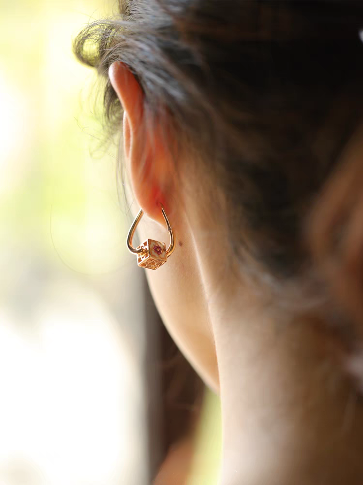 Kemstone Handcrafted Original Design Culaccino Asymmetrical Enamel Square Earrings – 925 Silver Vintage-Inspired Studs with Cubic Zirconia