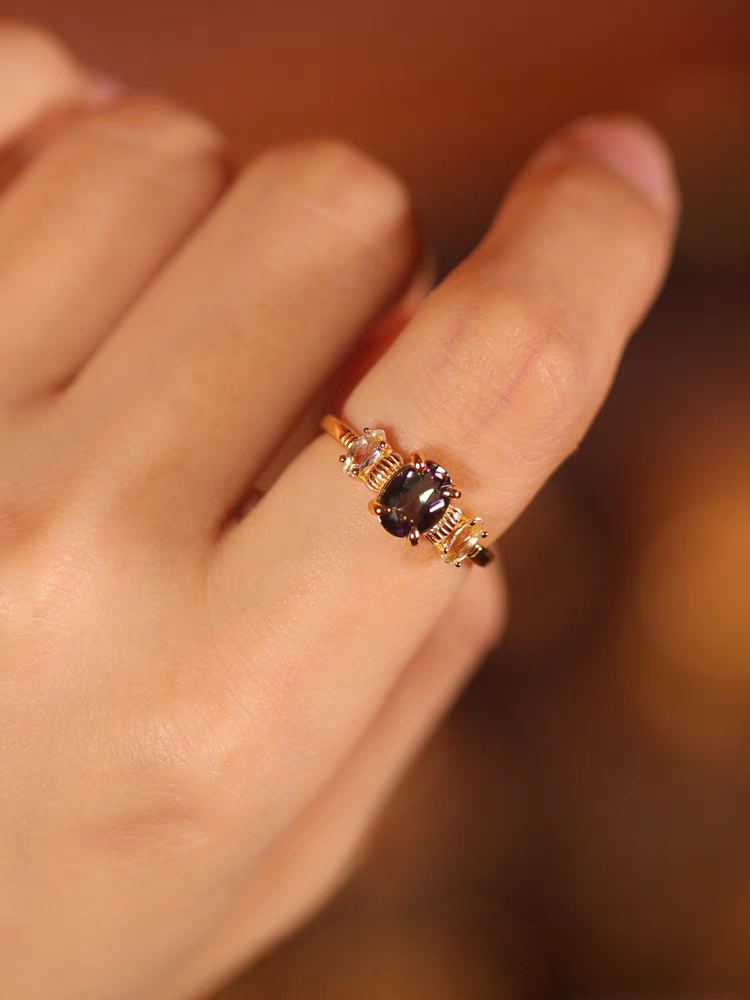 Kemstone Handcrafted Original Design Proust Ring: Vintage-Style Perfume Bottle Design with Rainbow Topaz and White Topaz, Adjustable 925 Silver Ring
