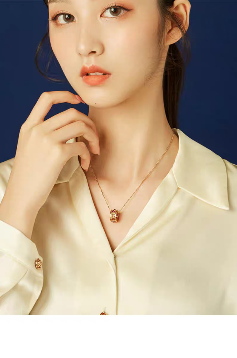 Kemstone Sunset Ferris Wheel Necklace – Spessartite Garnet & Smoky Quartz Pendant in Gold-Plated 925 Sterling Silver, Romantic Sunset-Inspired Jewelry