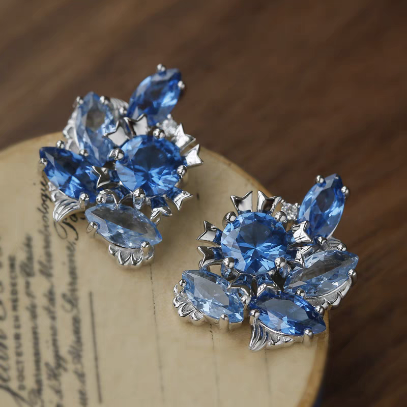Wave Design Stud Earrings Antiqued Sterling Silver