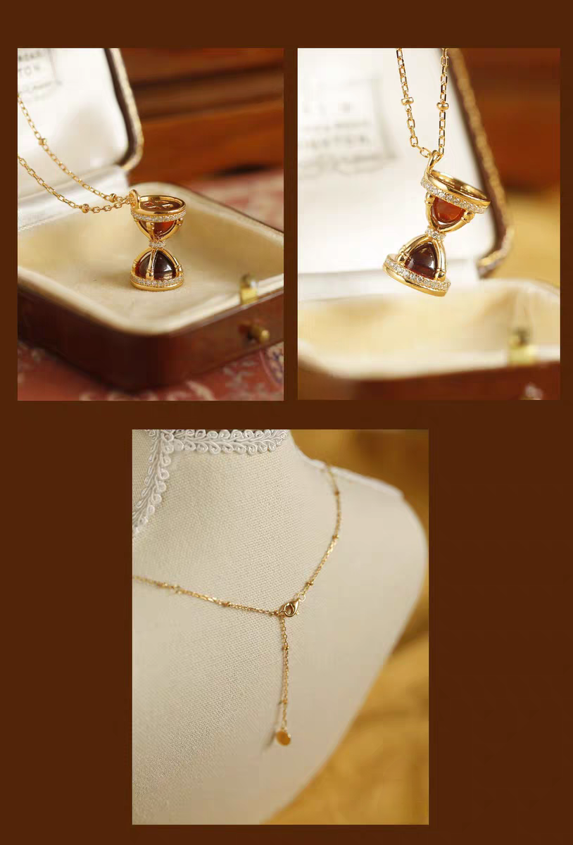 GNOCE Sterling Silver Hourglass Pendant Charm - 18K Rose Gold Plated With Zircon, Fits Pandora Bracelets & Necklaces