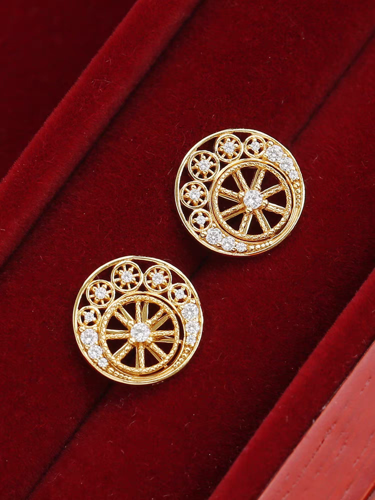 Kemstone Handcrafted Original Design Sunset Ferris Wheel Earrings – 925 Sterling Silver, Spessartite Garnet, Citrine, Smoky Quartz, and Cubic Zirconia – Vintage-Inspired Removable Gemstone Design