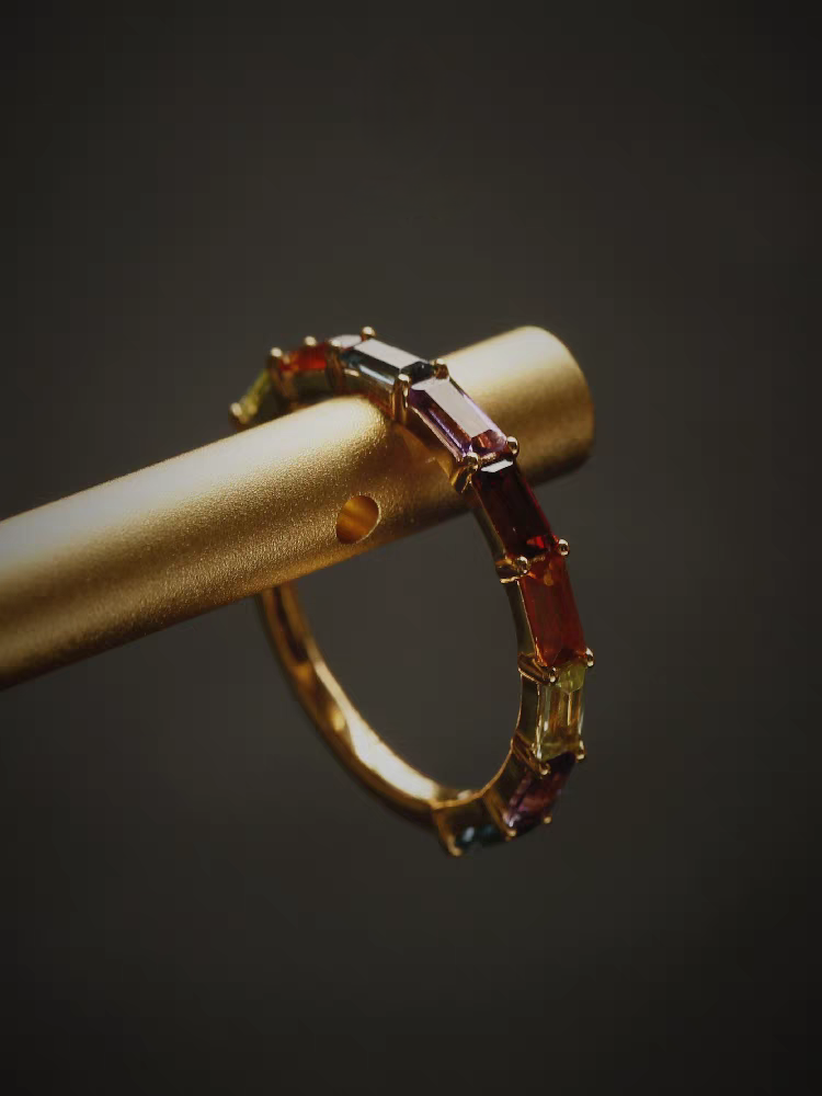 Kemstone Handcrafted Original Design Vintage Carousel Gemstone & Pearl Stacking Ring Set, Sterling Silver with Gold Plating - A Healing Gift for the Heart