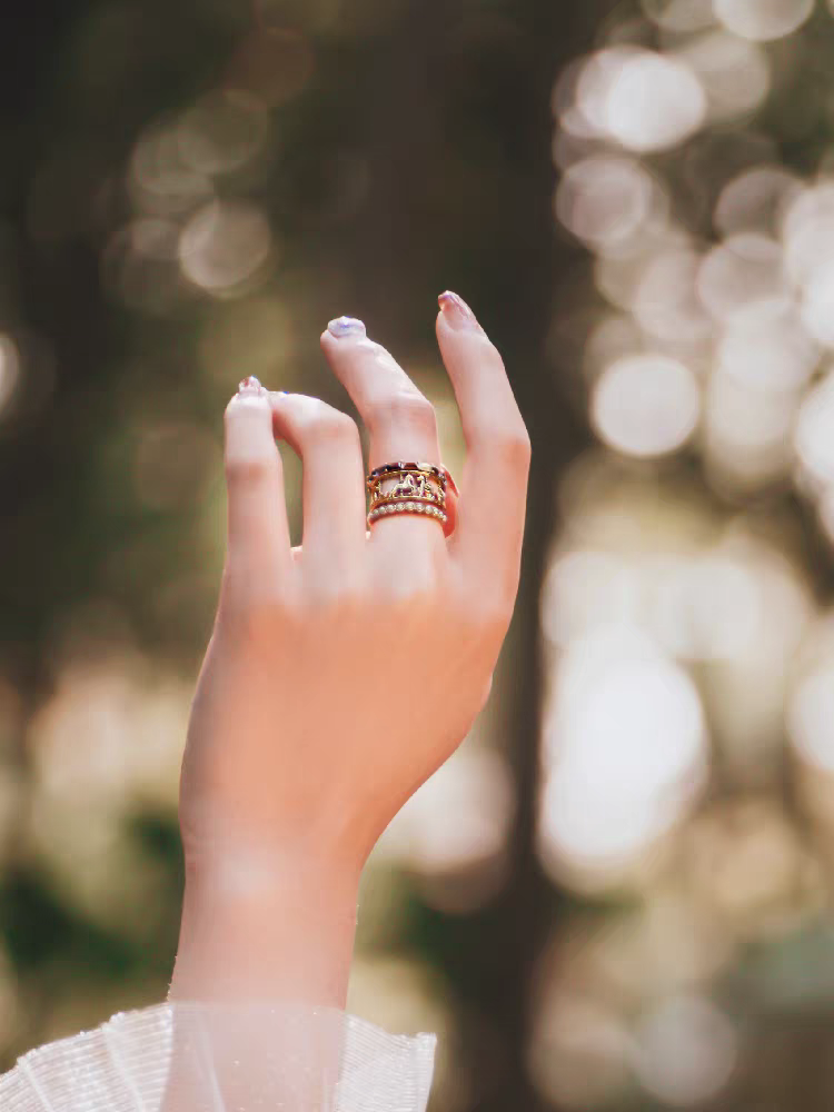 Kemstone Handcrafted Original Design Vintage Carousel Gemstone & Pearl Stacking Ring Set, Sterling Silver with Gold Plating - A Healing Gift for the Heart