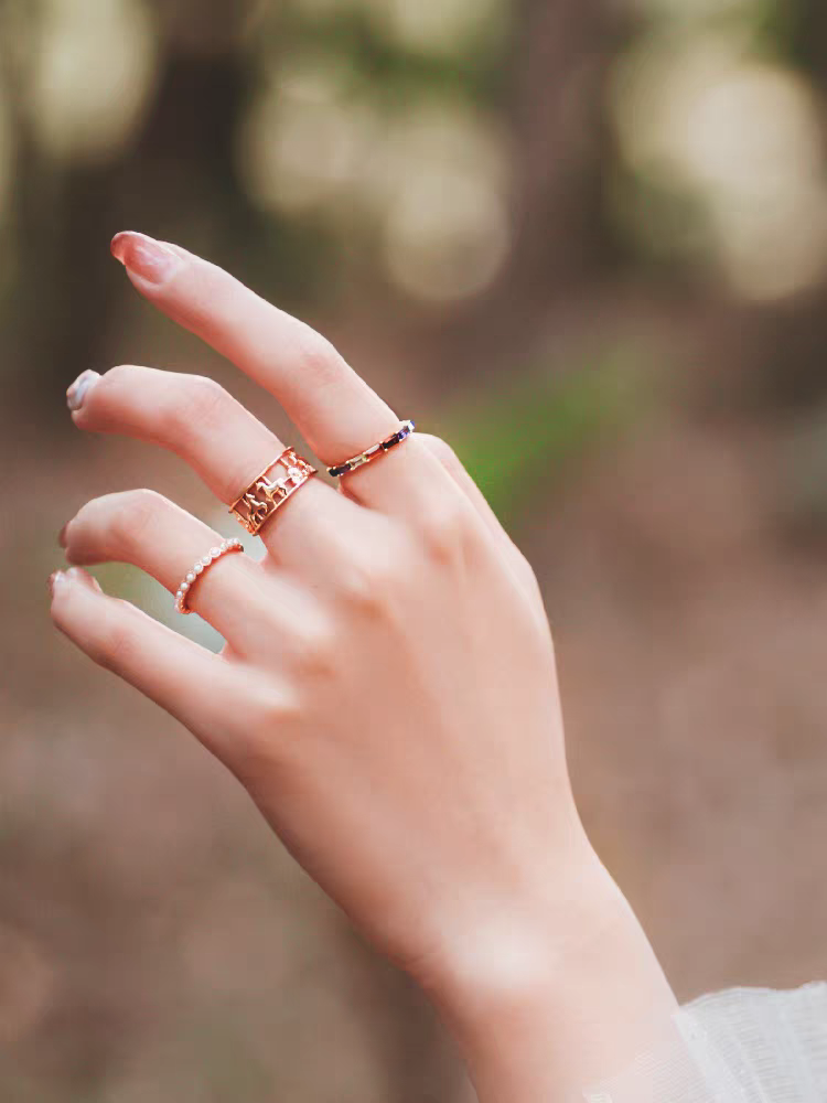 Kemstone Handcrafted Original Design Vintage Carousel Gemstone & Pearl Stacking Ring Set, Sterling Silver with Gold Plating - A Healing Gift for the Heart