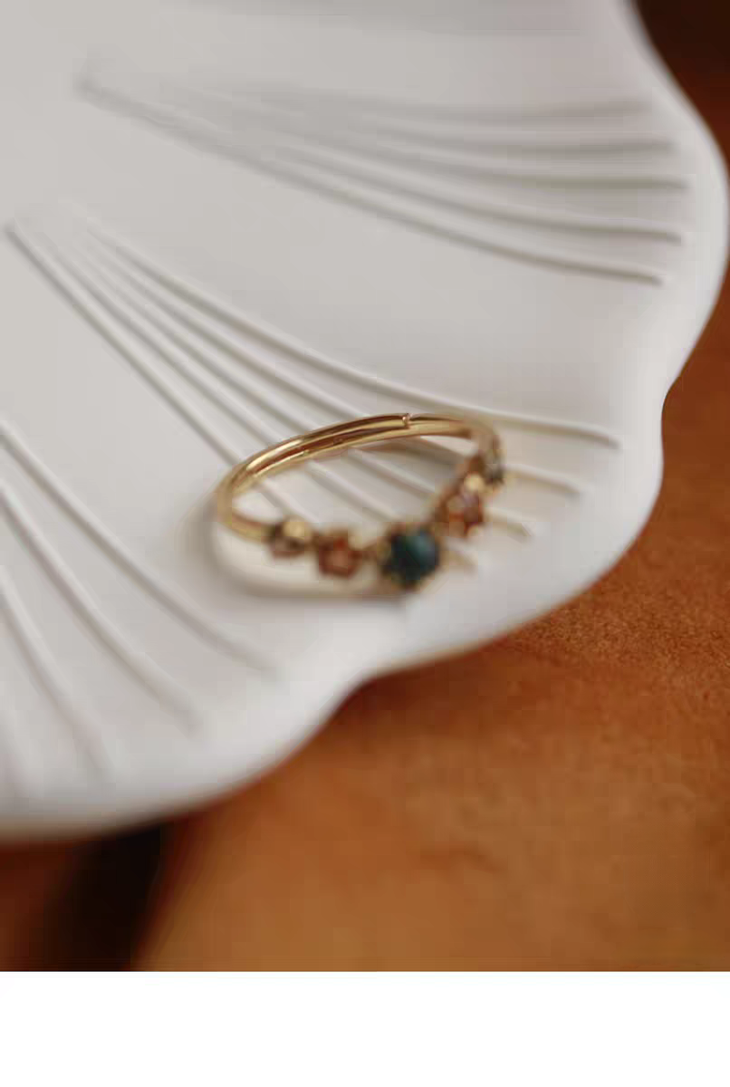 Dusk at Sunset Adjustable Ring – Black Opal, Citrine & Smoky Quartz | 925 Sterling Silver Gold Vermeil | Kemstone