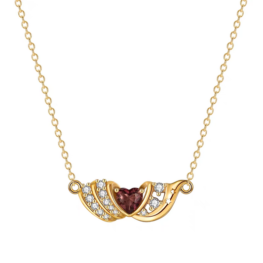 Collar de estrella danzante de diseño original hecho a mano por Kemstone: colgante de ala de turmalina rosa en plata de ley 925 bañada en oro con circonitas cúbicas. Un regalo elegante y delicado para mujer.
