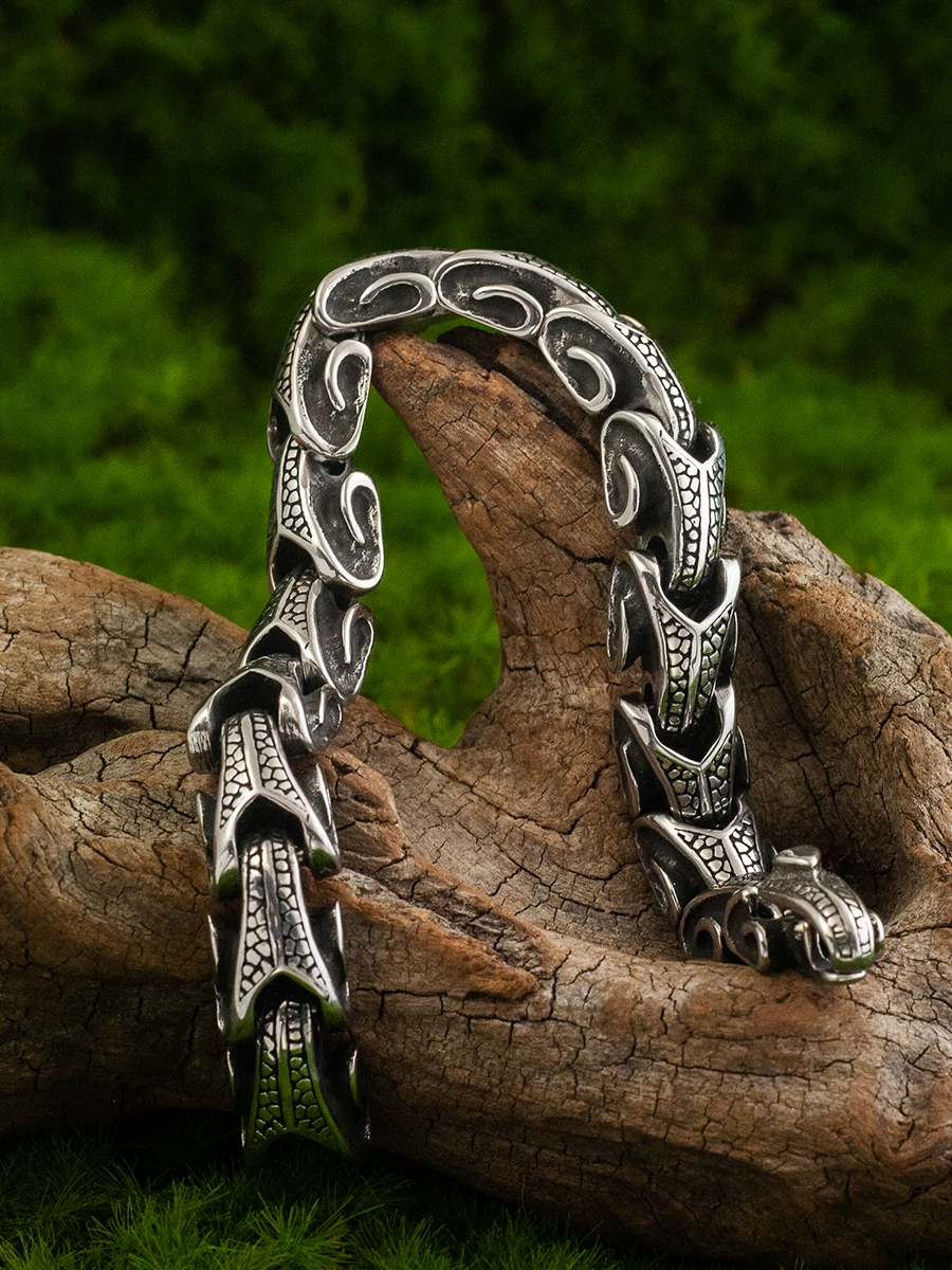 Kemstone Vintage Stainless Steel Bracelet for Men – Textured Design with Hidden Clasp,NWB002
