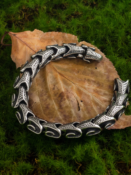 Kemstone Vintage Stainless Steel Bracelet for Men – Textured Design with Hidden Clasp,NWB002