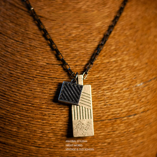 Kemstone Retro Stainless Steel Double Pendant Necklace for Men - Cityboy Urban Street Style NWN-0834