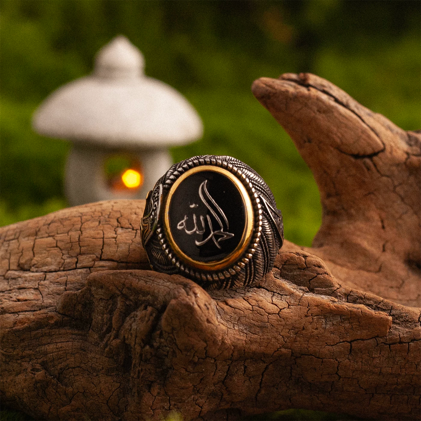 Kemstone Divine Protector Ring – Black Gold Titanium Steel Men's Statement Ring with Sword Engravings NWR-520552