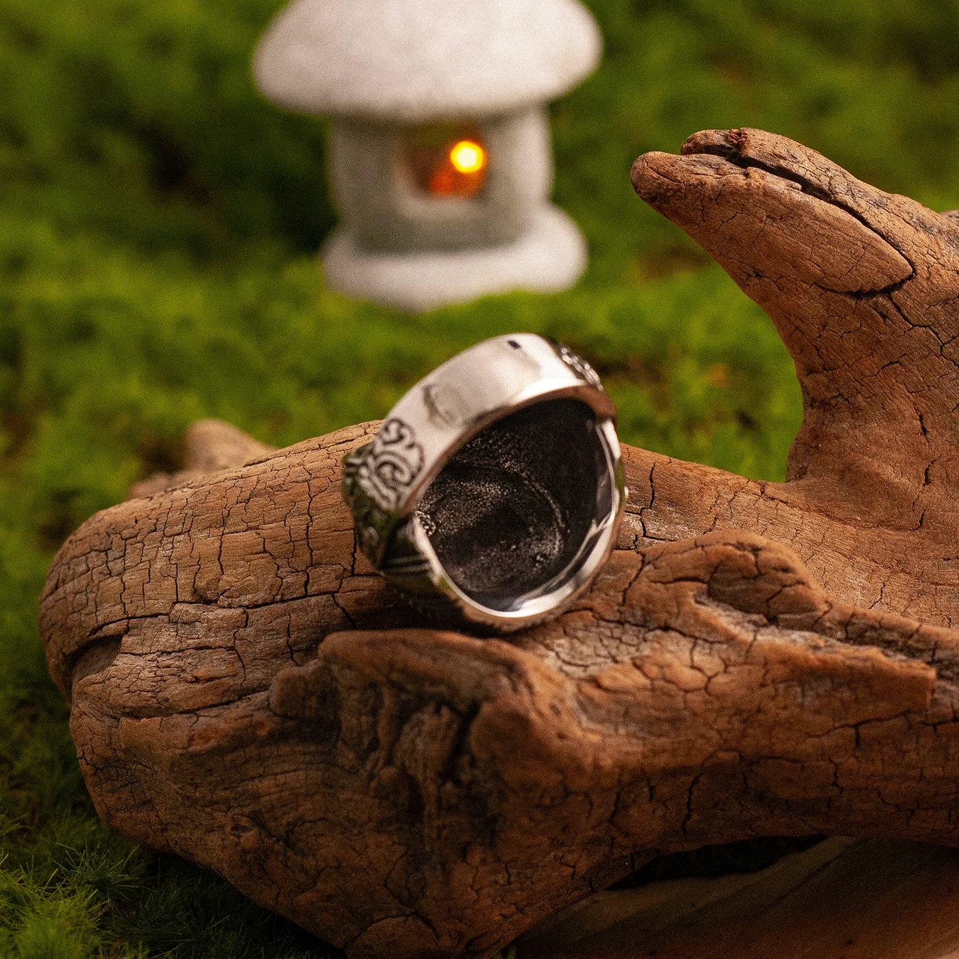 Kemstone Divine Protector Ring – Black Gold Titanium Steel Men's Statement Ring with Sword Engravings NWR-520552