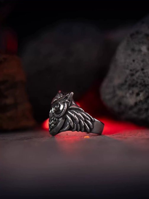 Kemstone Titanium Steel Celtic Owl Ring – Vintage Symbol of Wisdom NWR-523323