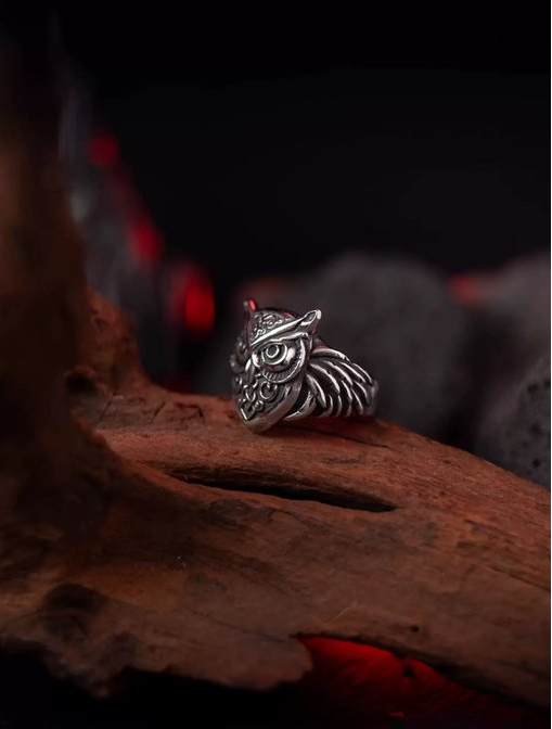 Kemstone Titanium Steel Celtic Owl Ring – Vintage Symbol of Wisdom NWR-523323