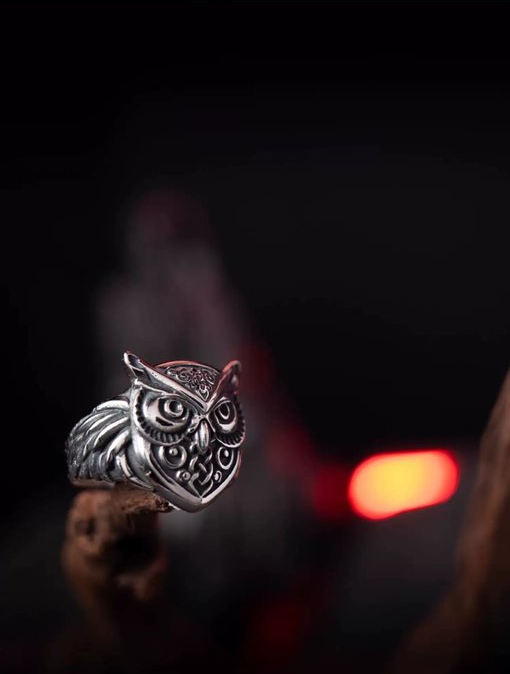 Kemstone Titanium Steel Celtic Owl Ring – Vintage Symbol of Wisdom NWR-523323