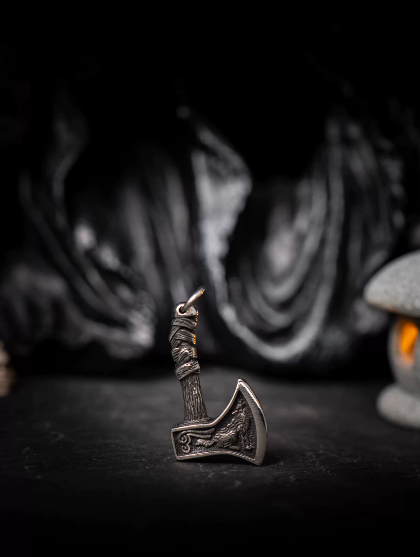 Kemstone "Leviathan Axes" Viking Double Axe Pendant Necklace – Titanium Steel NWN-603601