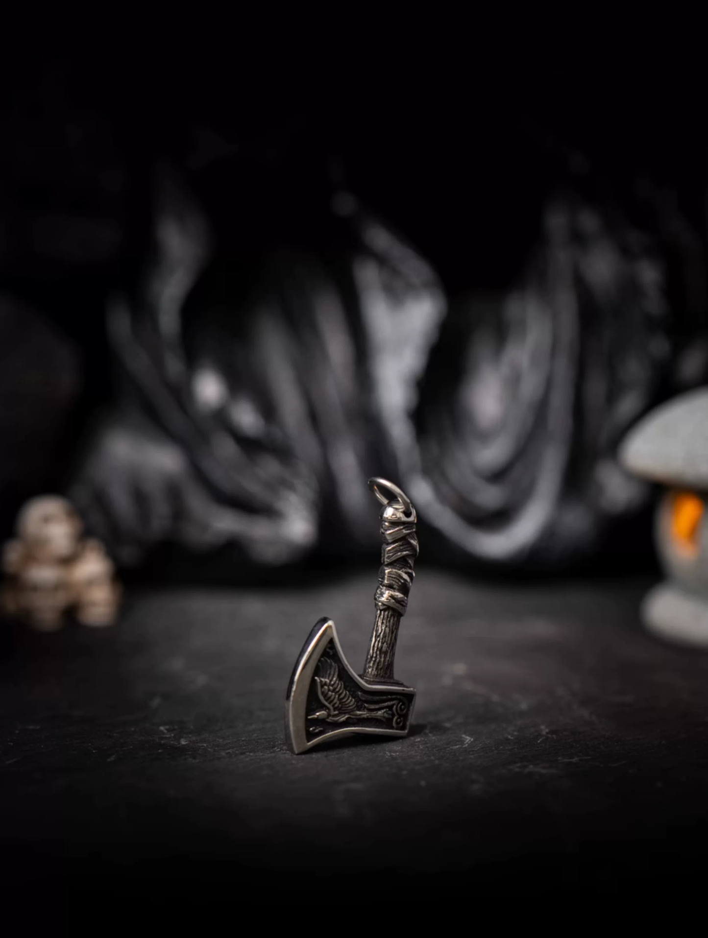 Kemstone "Leviathan Axes" Viking Double Axe Pendant Necklace – Titanium Steel NWN-603601