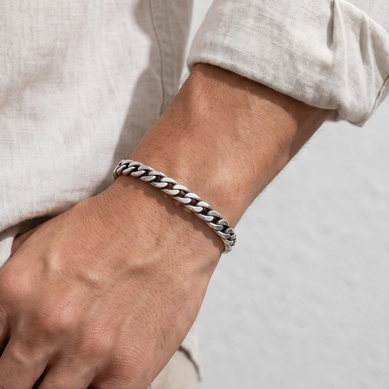 Kemstone Titanium Steel Twisted Cuff Bracelet for Men Vintage Open Design KB214264-LU