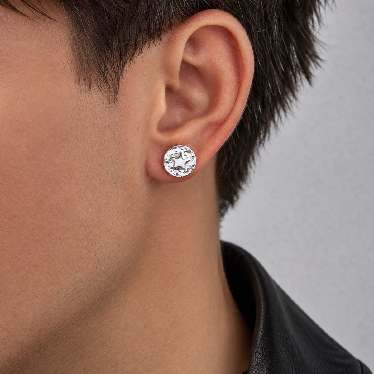 Kemstone Star Moon Stud Earring for Men Stainless Steel ES-857