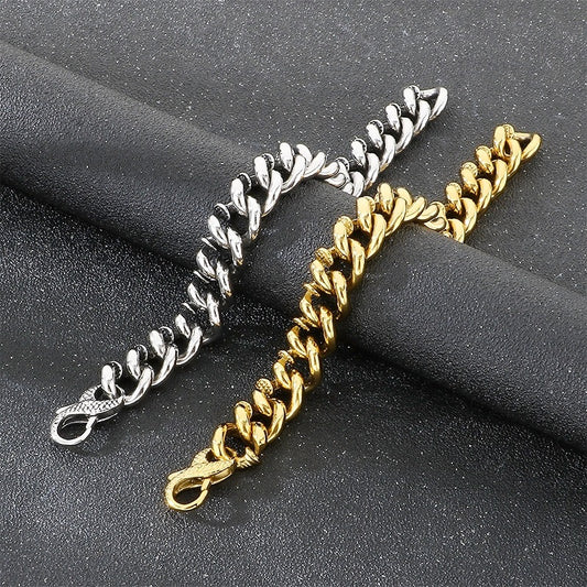 Kemstone Twist Chain Bracelet for Men Titanium Steel Heavy Link Gold Silver KB204393-KJX