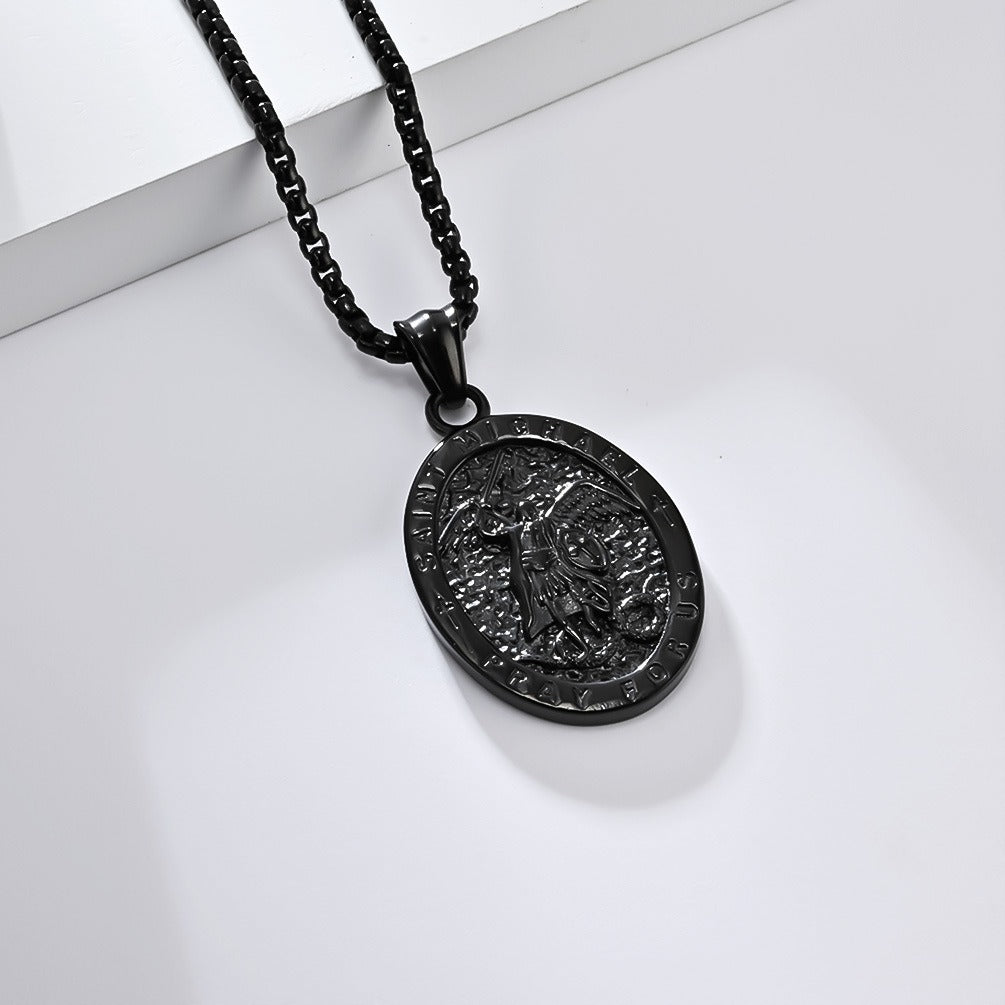 Kemstone Stainless Steel Vintage Medallion Pendant Necklace for Men K-PT604