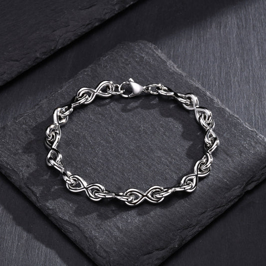 Kemstone Stainless Steel Twisted Link Bracelet for Men Silver BR2152